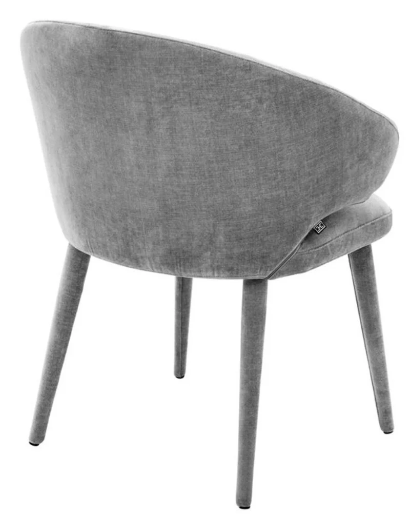 Casa Padrino Designer Esszimmerstuhl mit Armlehnen in Grau 62 x 55 x H. 79 cm