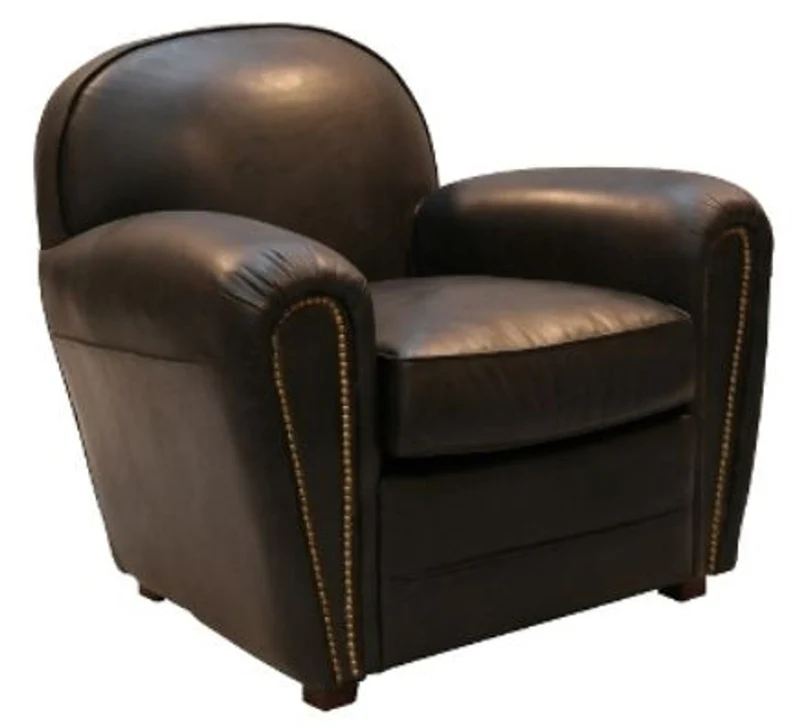 Casa Padrino Luxus Echtleder Sessel im englischen Stil Schwarz 88 x 76 x H. 88 cm