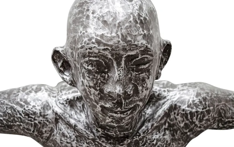 Casa Padrino Luxus Kunstspringer Skulptur Silber / Schwarz 147 x 157 x H. 80 cm - Große Turmspringer Figur