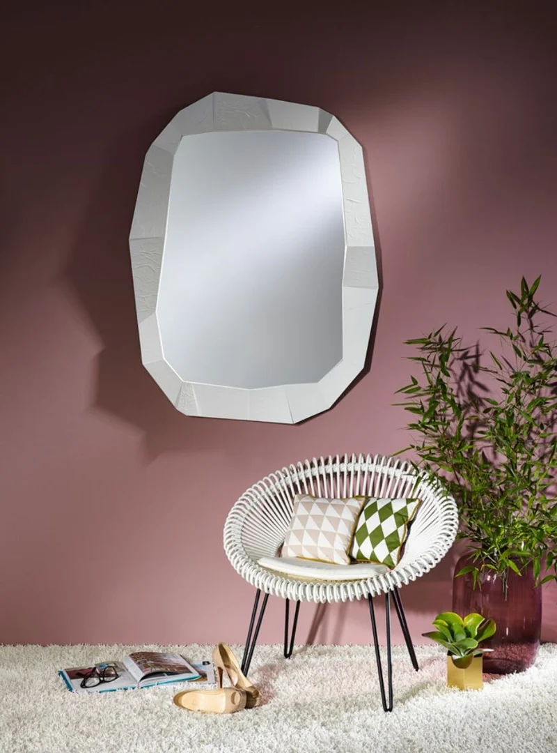 Casa Padrino Designer Wandspiegel Weiß 92 x H. 127 cm - Designer Spiegel
