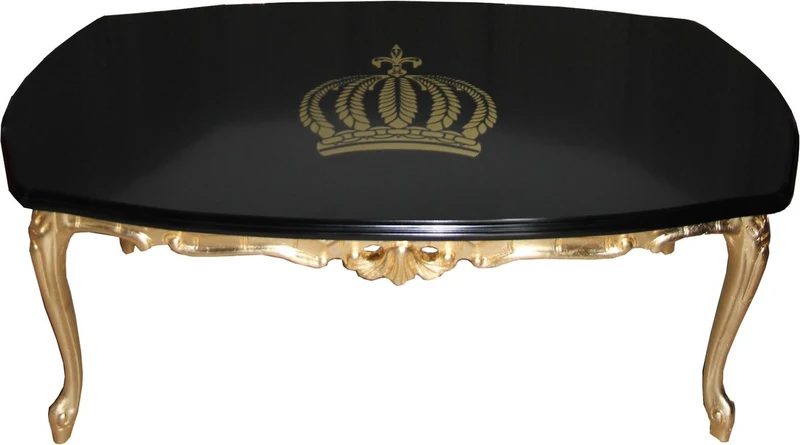 Casa Padrino Barock Couchtisch Pompöös by Harald Glööckler aus Buchenholz Schwarz / Gold 121 x 66 x 47 cm