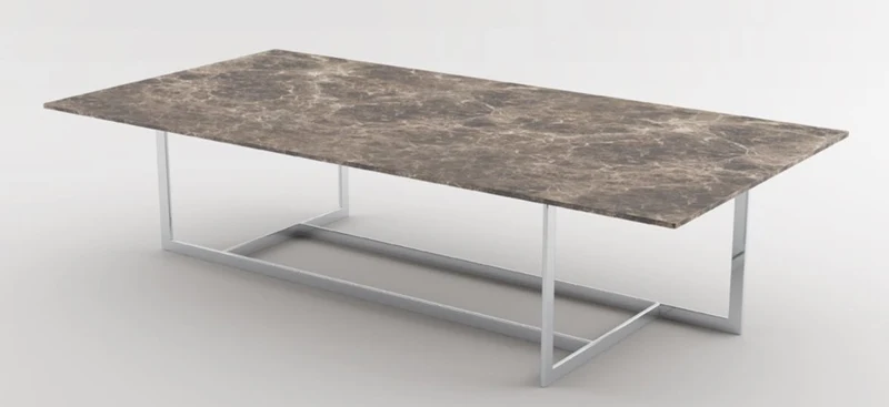 Casa Padrino Luxus Wohnzimmer Set Silber / Braun - 1 Couchtisch mit Marmorplatte & 1 Beistelltisch mit Marmorplatte - Wohnzimmermöbel - Luxus Qualität
