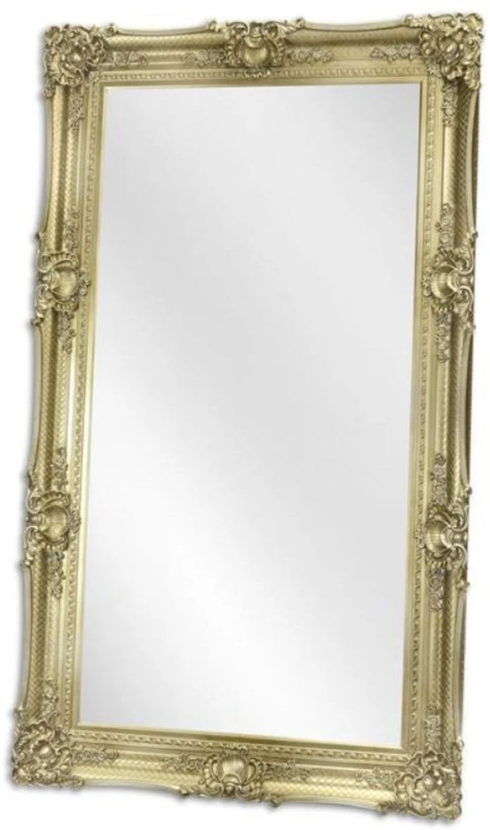 Casa Padrino Barock Spiegel Silber 122 x H. 212 cm - Garderoben Spiegel - Wohnzimmer Spiegel - Barock Möbel
