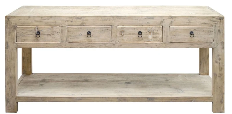 Casa Padrino Landhausstil Konsolentisch mit 4 Schubladen Naturfarben 170 x 45 x H. 85 cm - Landhausstil Konsole