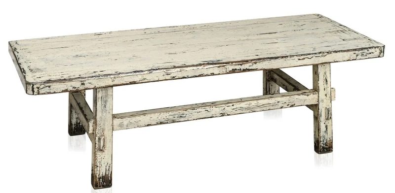 Casa Padrino Landhausstil Couchtisch Antik Stil Weiß 140 x 54 x H. 43 cm - Massives Kiefernholz Wohnzimmertisch