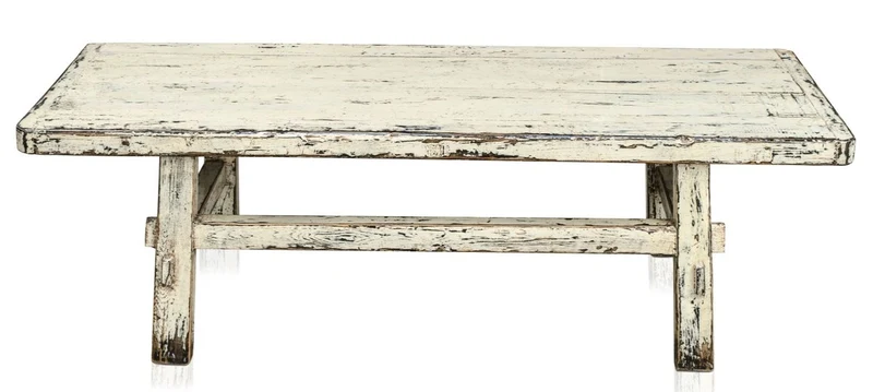 Casa Padrino Landhausstil Couchtisch Antik Stil Weiß 140 x 54 x H. 43 cm - Massives Kiefernholz Wohnzimmertisch