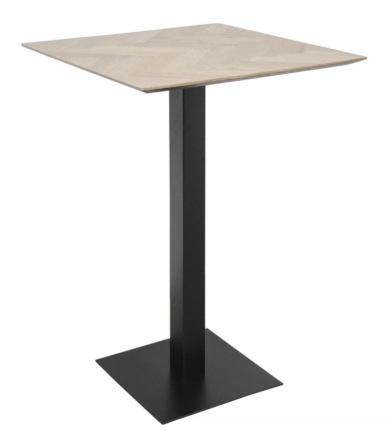 Casa Padrino Luxus Bartisch aus Eichenholz und Stahl, Naturfarben / Schwarz, 70 x 70 x H. 101 cm