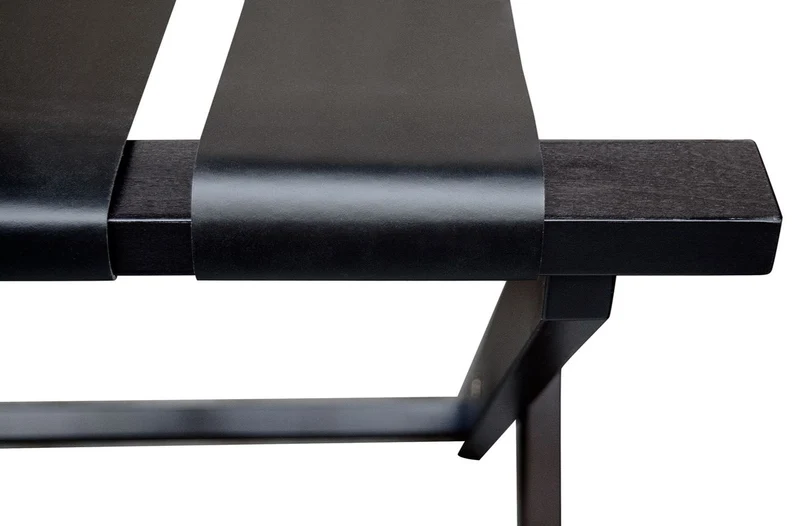 Casa Padrino Luxus Kofferständer Gepäckablage aus Buchenholz und Kunstleder in Schwarz 70 x 50 x H. 59 cm
