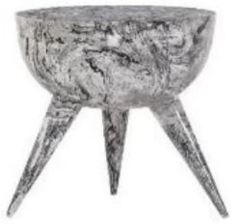 Casa Padrino Luxus Beistelltisch Schwarz / Weiß Ø 42 x H. 46 cm - Runder Dreibein Aluminium Tisch in Marmoroptik - Wohnzimmer Möbel