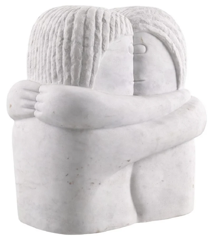 Casa Padrino Designer Marmor Skulptur Weiß 37 x 25 x H. 40 cm - Edle Dekofigur - Marmorfigur - Wohnzimmer Deko Accessoires