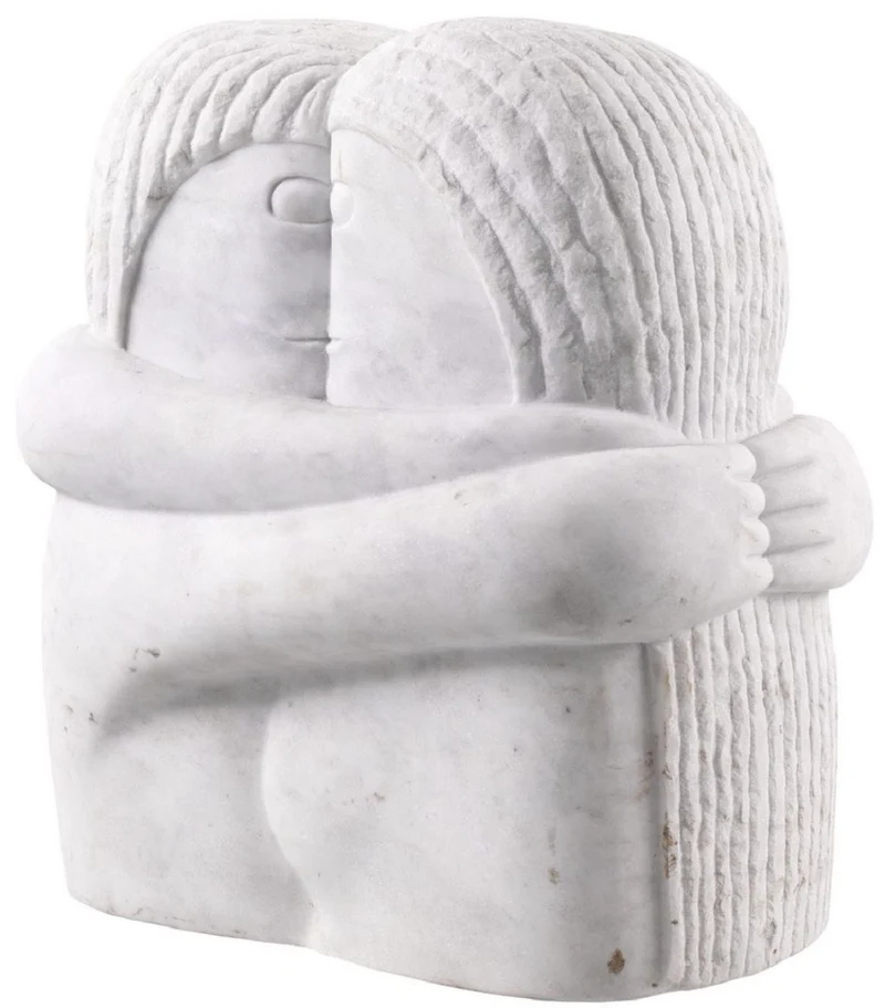 Casa Padrino Designer Marmor Skulptur Weiß 37 x 25 x H. 40 cm - Edle Dekofigur - Marmorfigur - Wohnzimmer Deko Accessoires