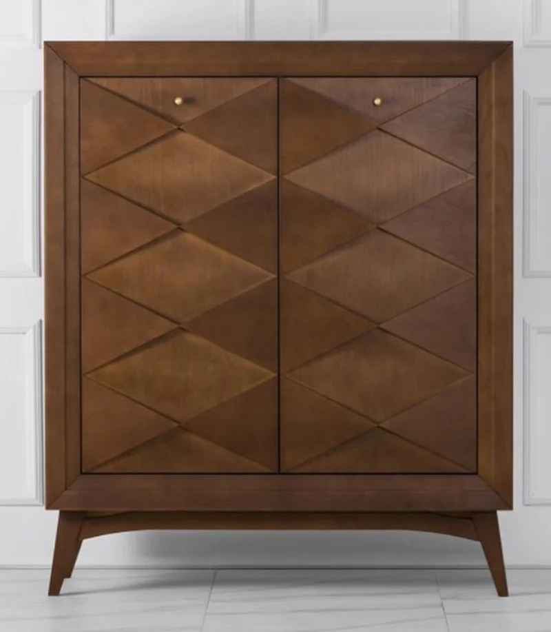 Casa Padrino Luxus Neoklassik Kommode Holzfarben Braun 120 x H143 cm - Sideboard Art Deco Möbel