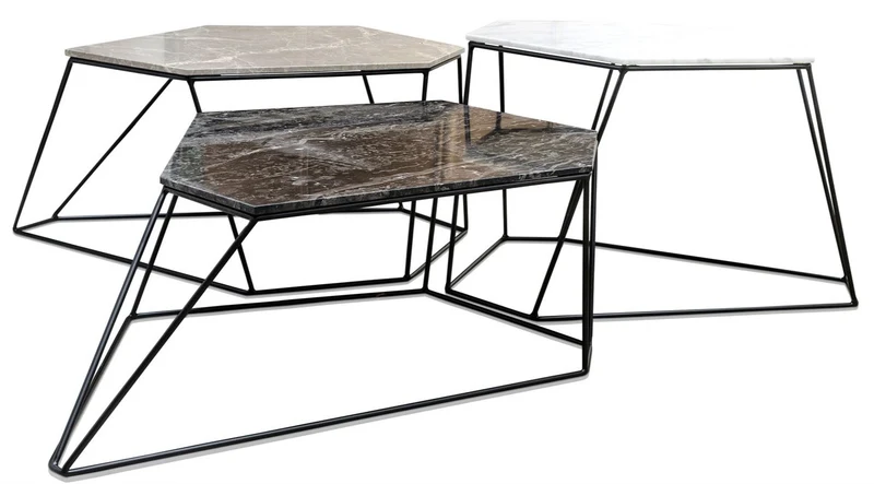 Casa Padrino Designer Couchtisch Set Weiß / Grau / Schwarz - Luxus Wohnzimmermöbel