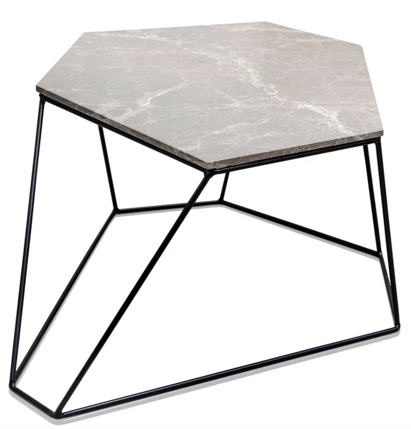 Casa Padrino Designer Couchtisch Grau / Schwarz 75 x 58 x H. 35 cm - Luxus Wohnzimmertisch mit Marmorplatte