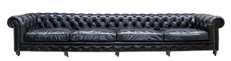 Casa Padrino Luxus 6er Sofa Schwarz 410 x 120 x H. 77 cm - Chesterfield Möbel