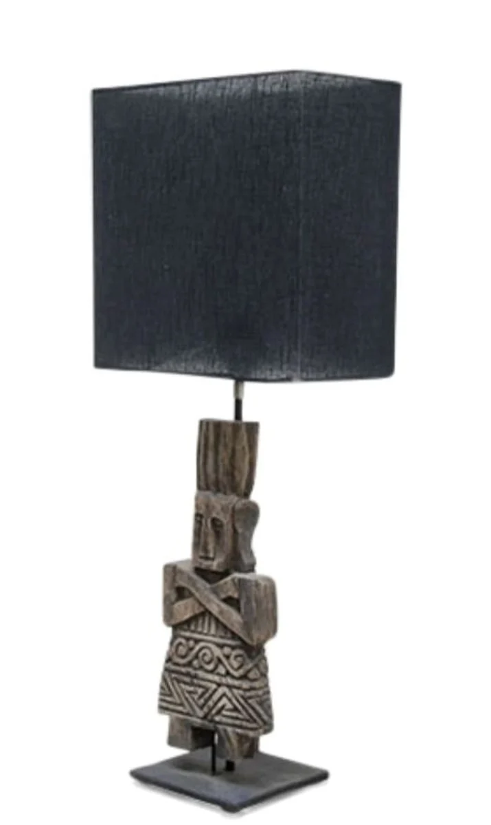 Casa Padrino Luxus Tischlampe mit schwarzem Lampenschirm 30 x 15 x H. 74 cm - Limited Edition