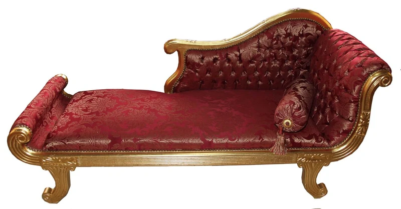 Casa Padrino Barock Chaiselongue Modell XXL Bordeaux Rot Muster / Gold, 192 x 71 x 95 cm - Repräsentative Recamiere für Wohnzimmer
