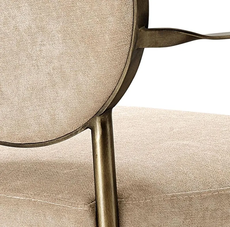 Casa Padrino Luxus Esszimmerstuhl mit Armlehnen Greige / Bronze 60,5 x 60 x H. 91 cm - Limited Edition