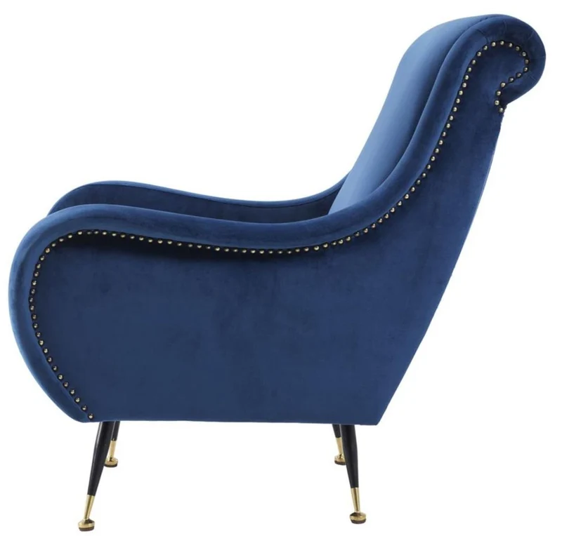 Casa Padrino Luxus Hotel Salon Sessel Blau 80 x 90 x H. 88 cm - Hotel Möbel