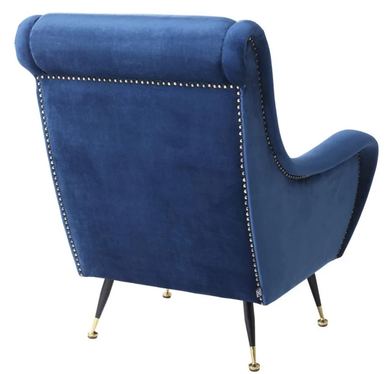 Casa Padrino Luxus Hotel Salon Sessel Blau 80 x 90 x H. 88 cm - Hotel Möbel