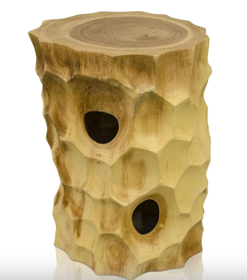 Casa Padrino Luxus Wohnzimmer Beistelltisch / Hocker Naturfarben - Luxus Qualität