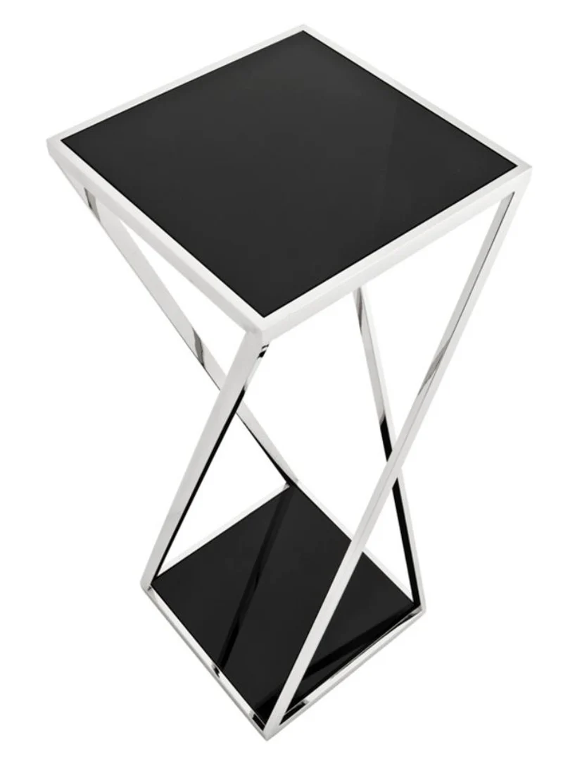 Casa Padrino Luxus Beistelltisch Silber 40,5 x 40,5 x H. 110 cm - Designermöbel