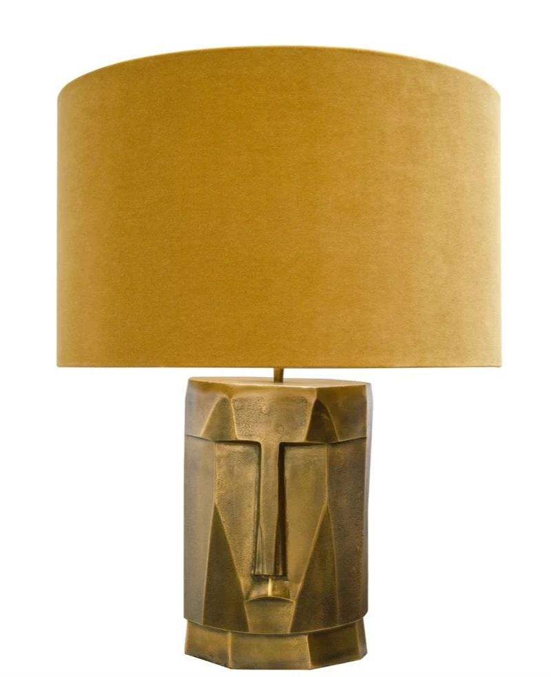 Casa Padrino Luxus Tischlampe in antik messing mit ockerfarbenen Lampenschirm 60,5 x H. 75 cm - Hotel Restaurant Lampen