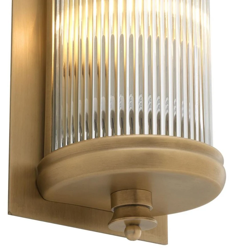 Casa Padrino Luxus Wohnzimmer Wandlampe Messing 13 x 11 x H. 43 cm - Hotel Möbel