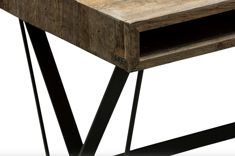 Casa Padrino Designer Schreibtisch mit schwarz pulverbeschichteten Beinen 120 x 60 x H. 77 cm - Designer Büromöbel