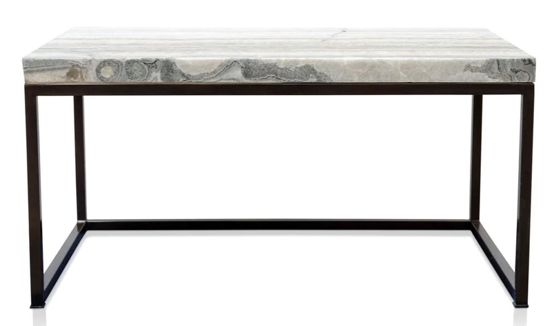 Casa Padrino Luxus Wohnzimmertisch mit Naturstein Tischplatte 80 x 50 x H. 40 cm - Luxus Couchtisch