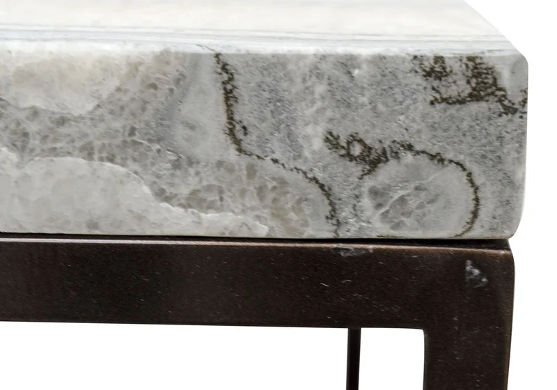Casa Padrino Luxus Wohnzimmertisch mit Naturstein Tischplatte 80 x 50 x H. 40 cm - Luxus Couchtisch