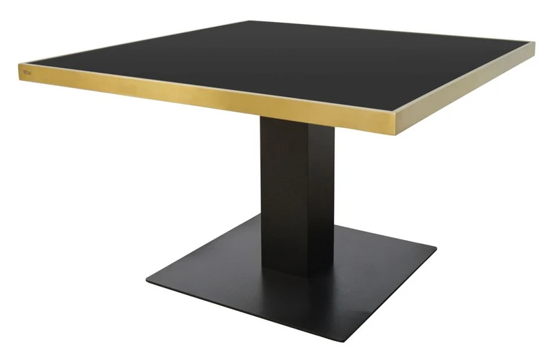 Casa Padrino Designer Esstisch Schwarz / Gold 120 x 120 x H. 76 cm - Luxus Esszimmermöbel