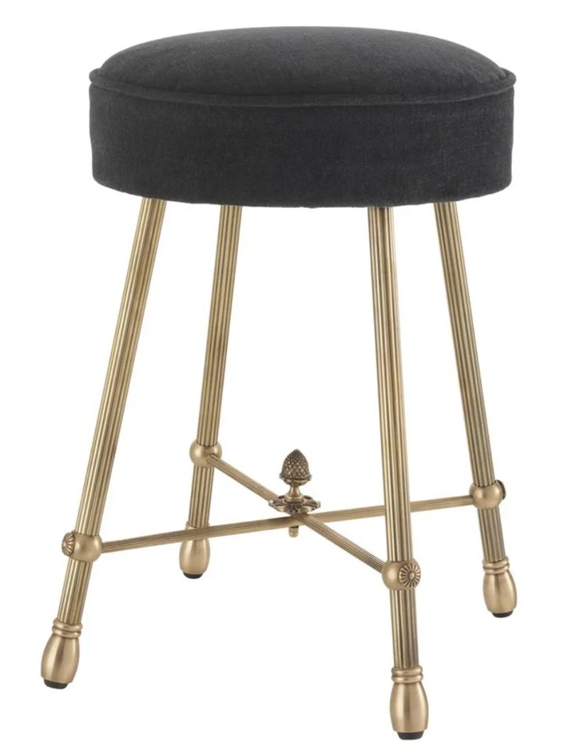 Casa Padrino Luxus Hocker Antik Messing / Schwarz 33,5 x H. 48 cm - Hotel Möbel