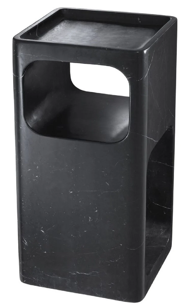 Casa Padrino Designer Marmor Beistelltisch Schwarz 28 x 28 x H. 55 cm - Wohnzimmermöbel - Designer Möbel