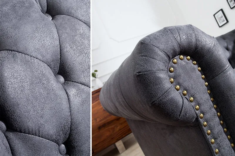 Chesterfield 2er Sofa Antikgrau aus dem Hause Casa Padrino - Wohnzimmer Möbel - Couch