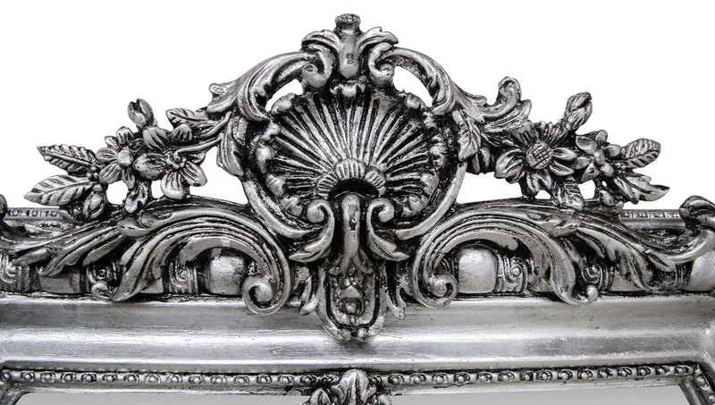 Casa Padrino Antik Stil Spiegel / Wandspiegel Silber 118 x H. 207 cm - Barock Wohnzimmer Möbel