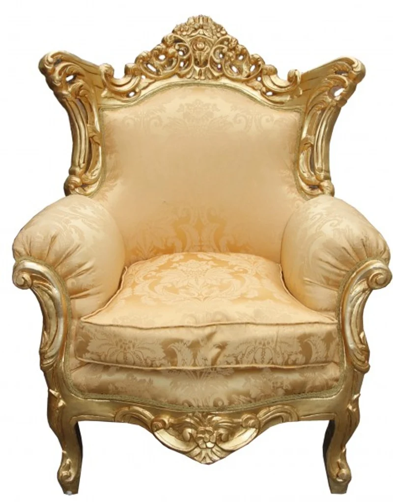 Casa Padrino Barock Sessel Al Capone im Antik Stil, Gold mit Blumen Muster, 276 cm x 85 cm x 65 cm