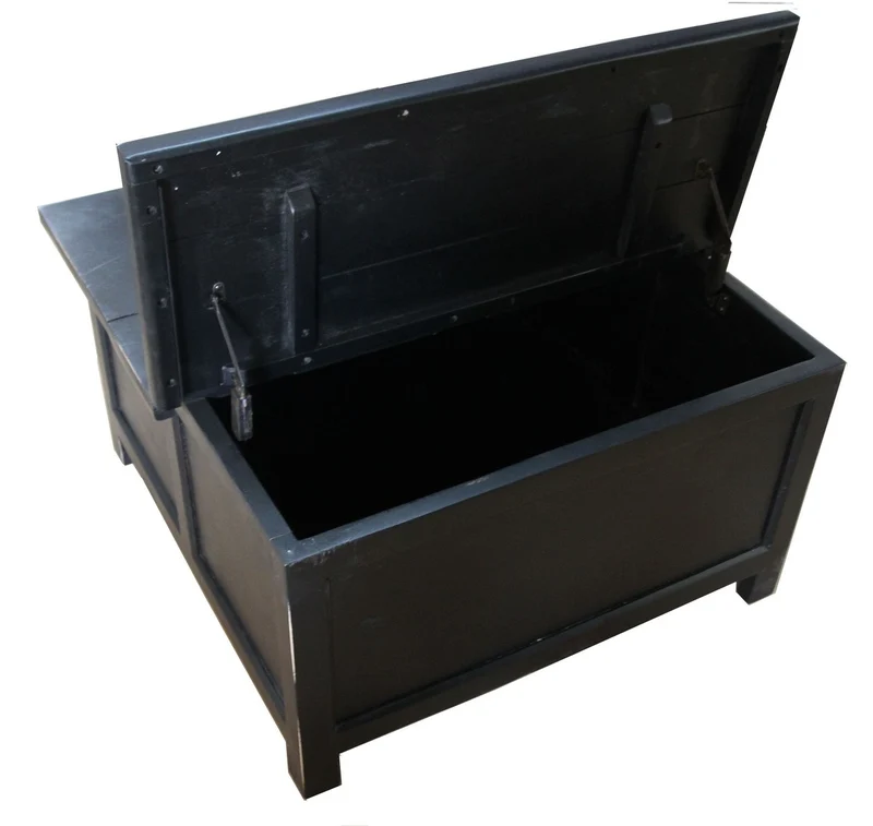 Casa Padrino aufklappbarer Couchtisch in Schwarz - 85,5 cm x 85,5 cm x H45 cm - Landhausstil