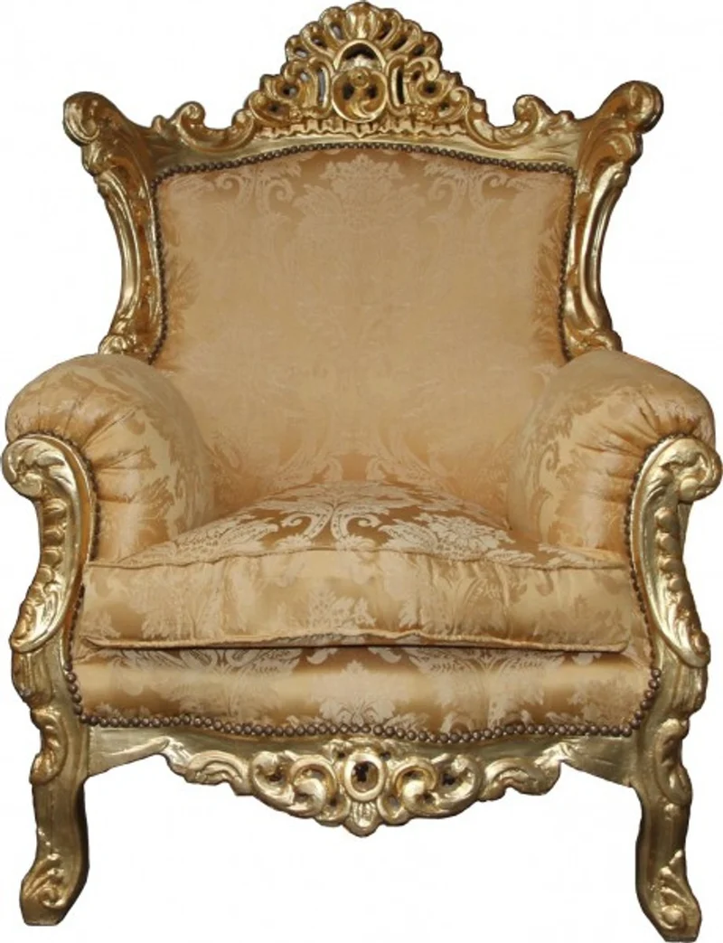 Casa Padrino Barock Sessel Al Capone Mod2 Gold Muster / Gold 90 x 80 x H. 127 cm - Barock Möbel