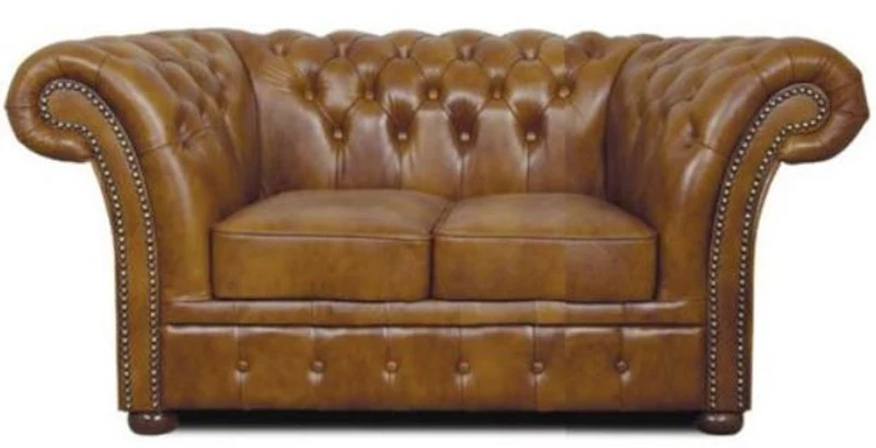 Casa Padrino Chesterfield Echtleder 2er Sofa Braun 170 x 90 x H. 80 cm - Luxus Wohnzimmermöbel