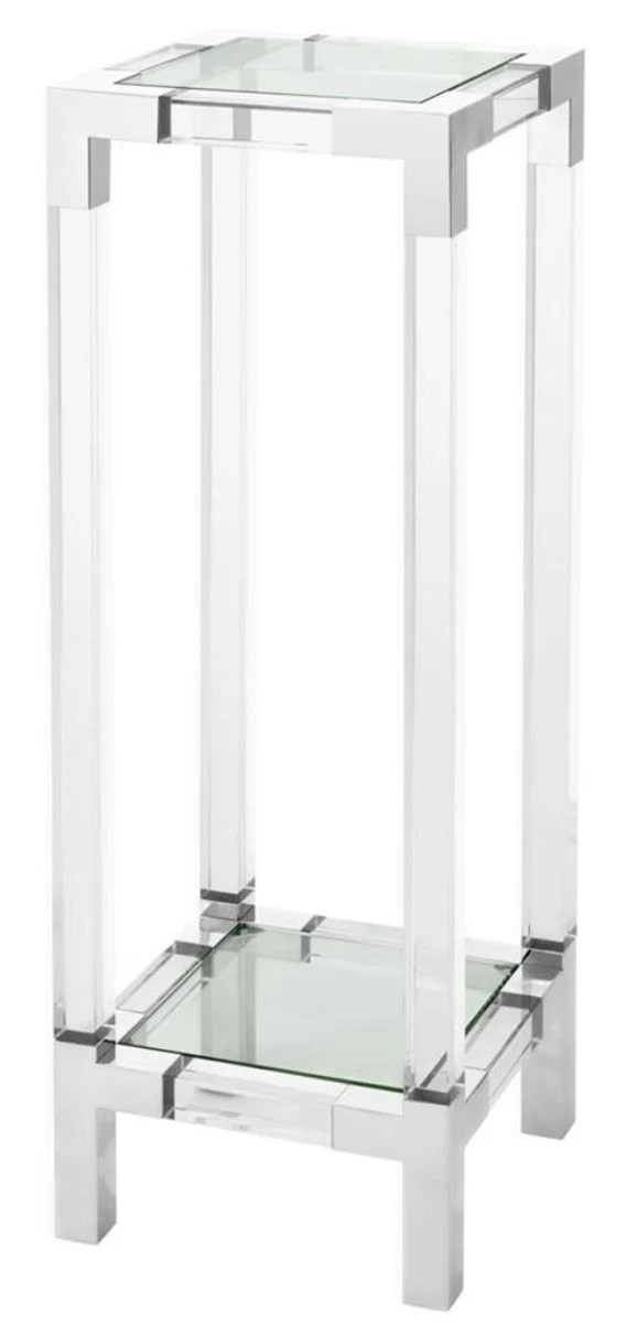 Casa Padrino Luxus Beistelltisch / Säule Silber 35 x 35 x H. 100 cm - Luxus Designer Möbel
