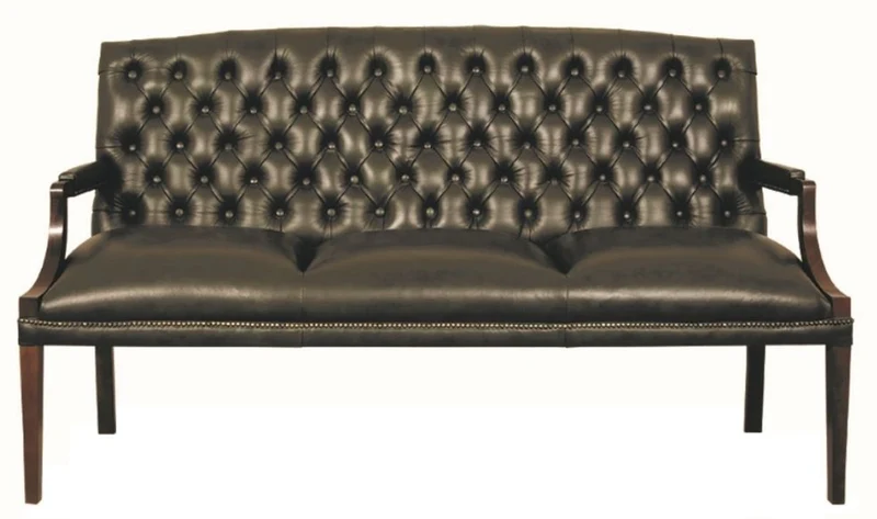 Casa Padrino Chesterfield Echtleder 3er Sitzbank mit Armlehnen Schwarz / Dunkelbraun 180 x 60 x H. 100 cm - Luxus Möbel