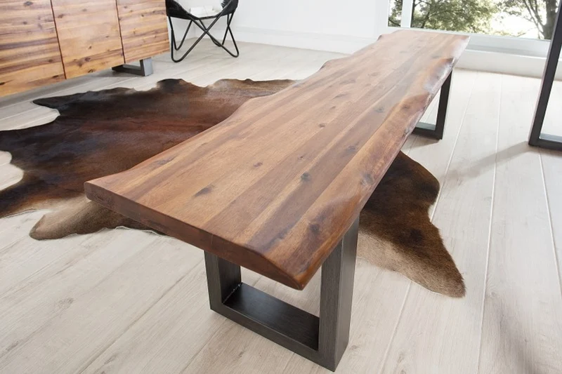 Casa Padrino Designer Sitzbank Natur Breite 160 cm, Höhe 50 cm