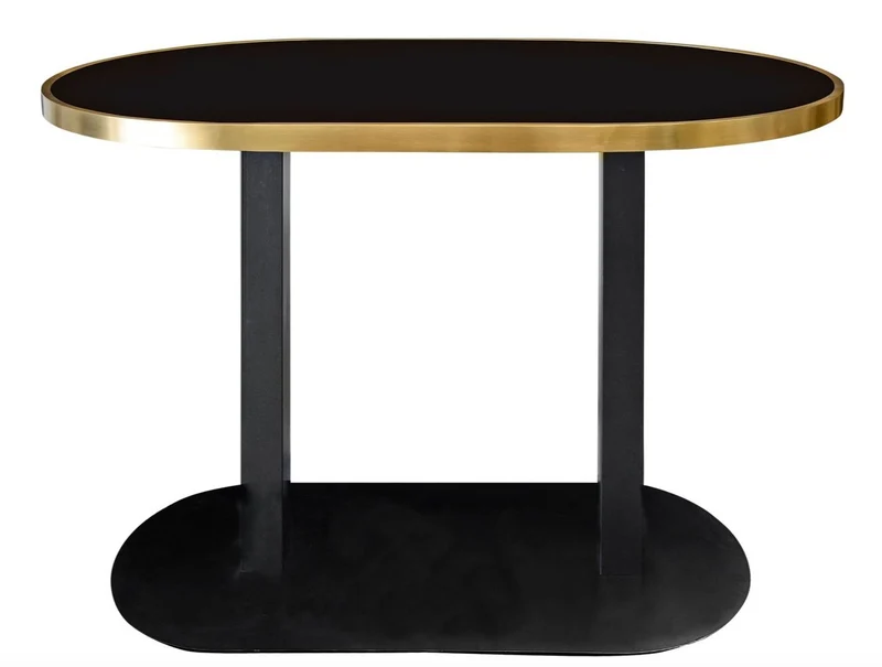 Casa Padrino Luxus Esstisch Schwarz / Gold 110 x 70 x H. 76 cm - Designer Esszimmermöbel