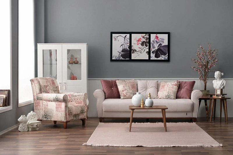 Casa Padrino Designer Bergère Sessel Stuttgart mit floralem Muster in Weiß und Rose, 93 x 80 x H 97 cm