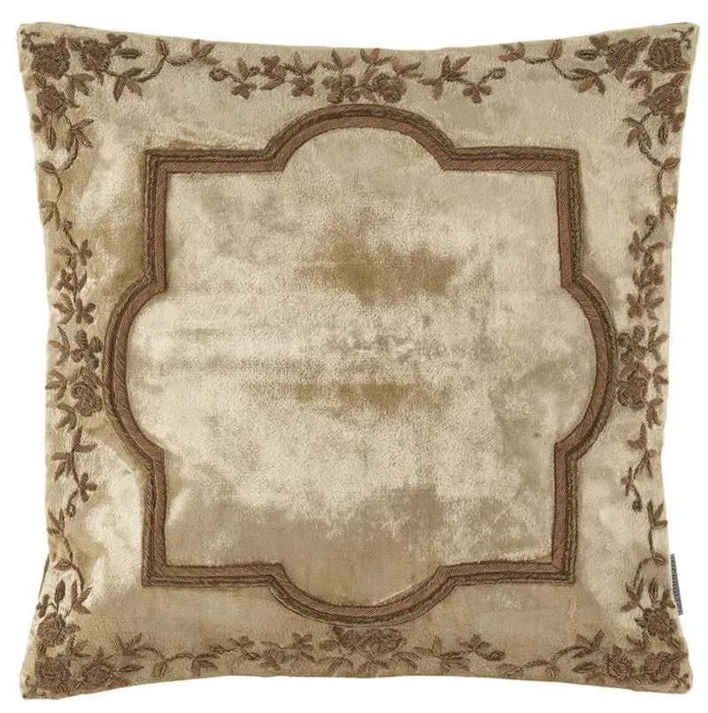 Casa Padrino Hotel Kissen Beige / Gold 40 x 40 cm - Luxus Zierkissen