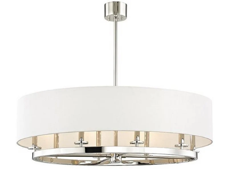 Casa Padrino Luxus Hängeleuchte Silber / Cremefarben Ø 51,4 x H. 29,9 cm - Runde Metall Hängelampe mit Leinenstoff