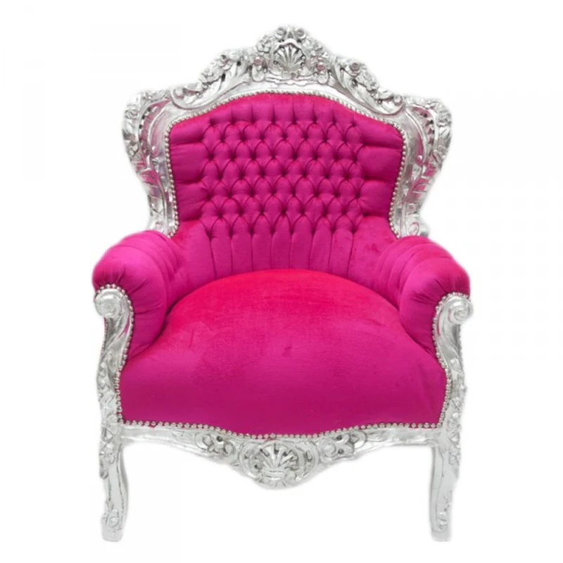 Casa Padrino Barock Sessel King Pink / Silber 85 x 85 x H. 120 cm - Antikstil Möbel