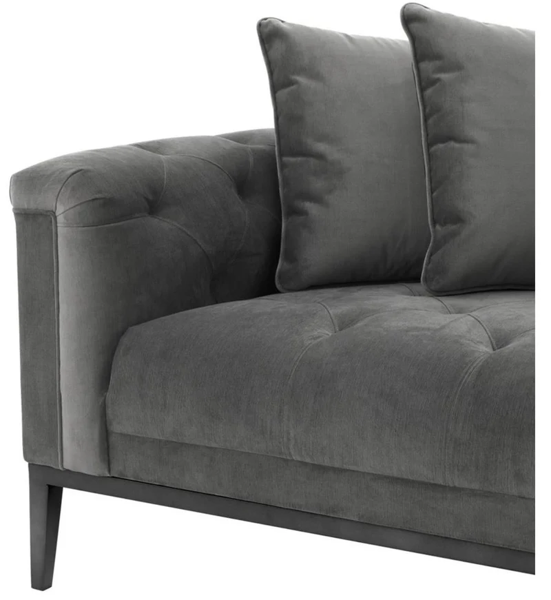 Casa Padrino Luxus Sofa Dunkelgrau Linksseitig 220 x 96 x H. 66 cm - Hotel Möbel