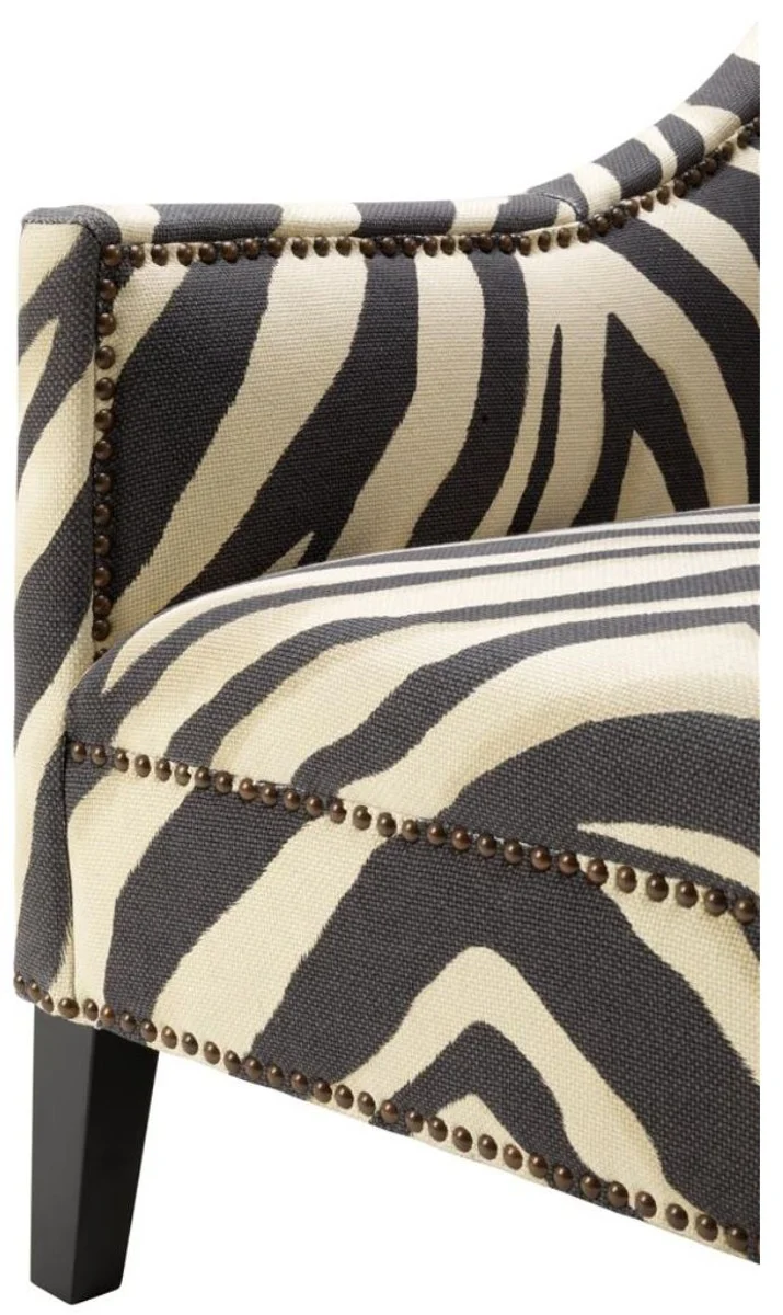 Casa Padrino Sessel im Zebra Design 74 x 81 x H. 89 cm - Luxus Wohnzimmer Sessel